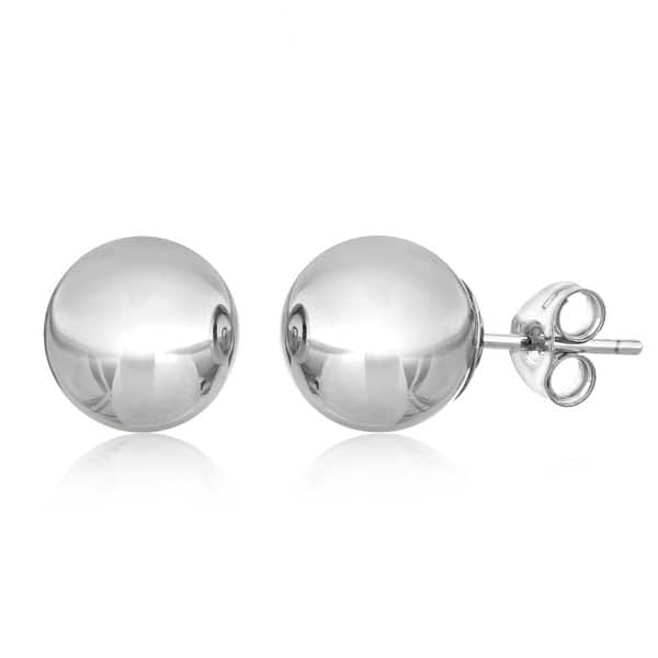 7mm Ball White gold Stud Earrings