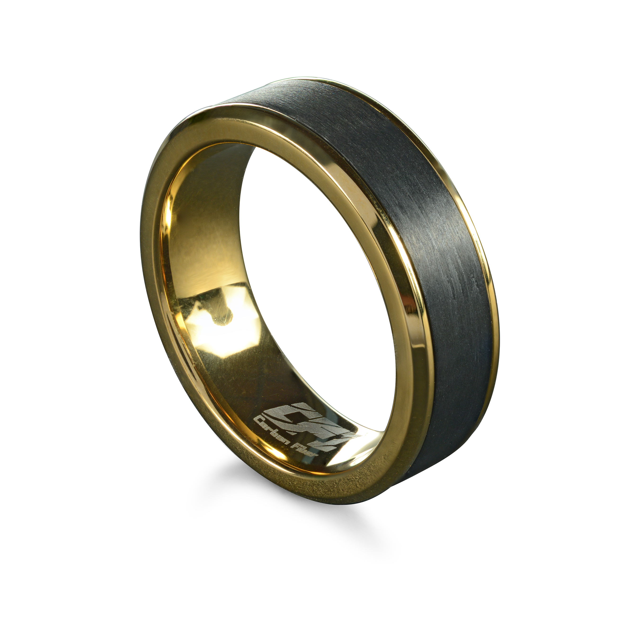 Yellow IP Carbon Fiber 7mm Ring