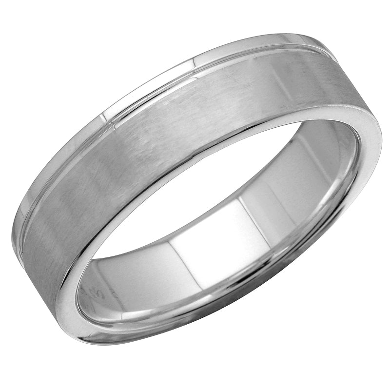 5MM Blushed and Polished White Gold Wedding Band