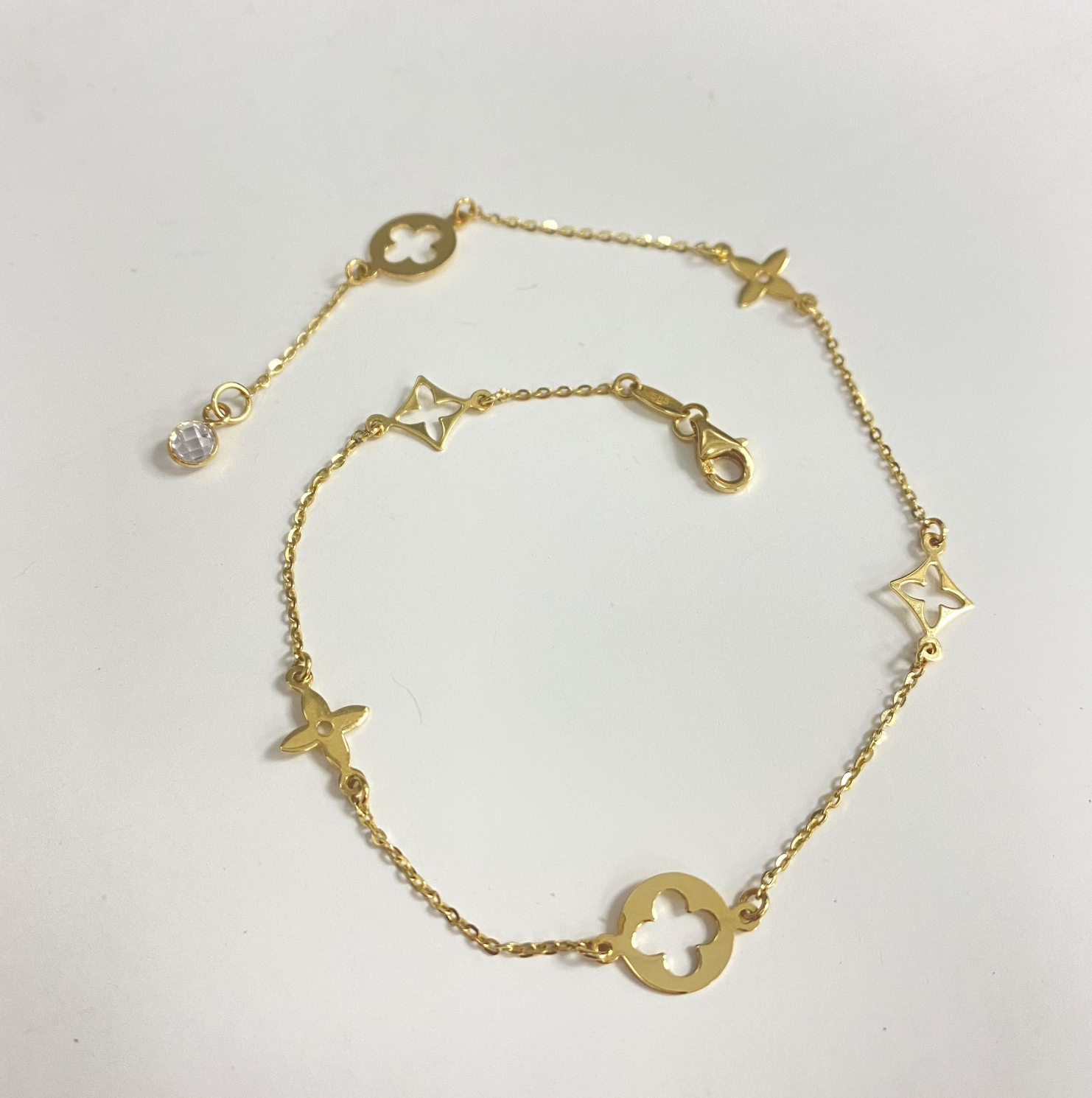 Clovers Ankel Bracelet 14K