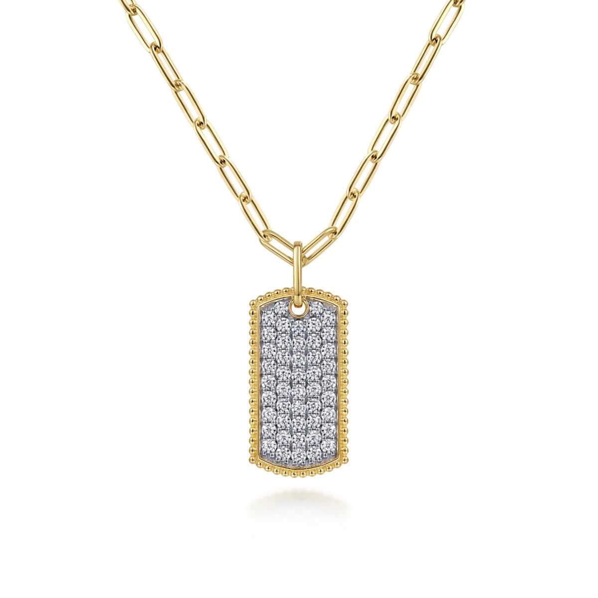 Diamond Pave Dog Tag Necklace