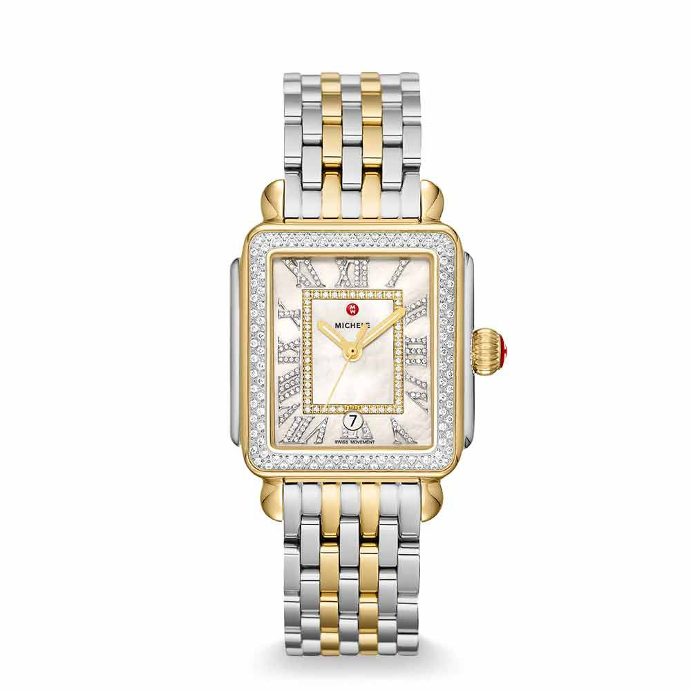 Deco Madison 33MM Two Tone Mother Pearl Diamonds Watch
