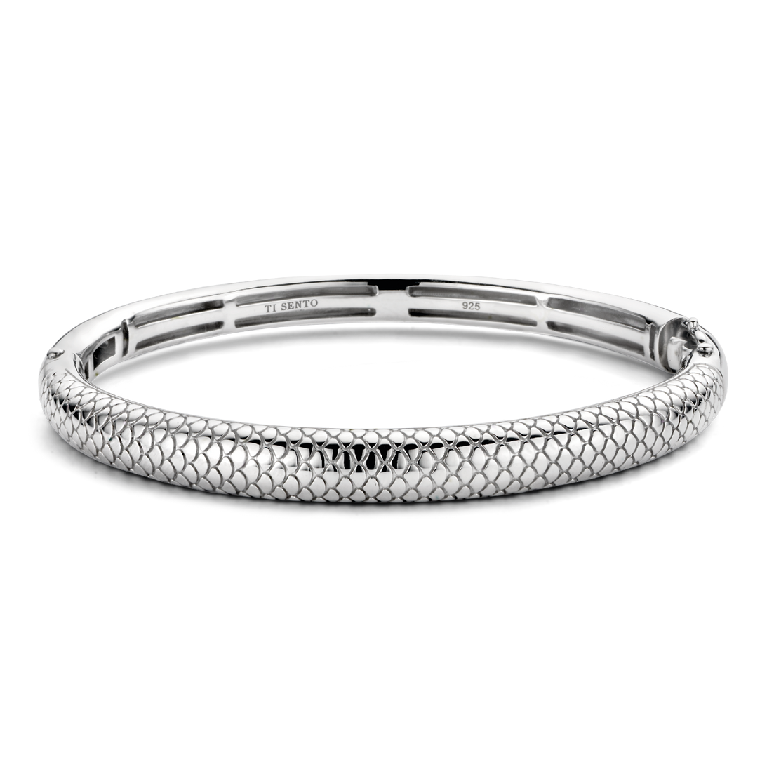 Snake Print Wide Silver Bracelet