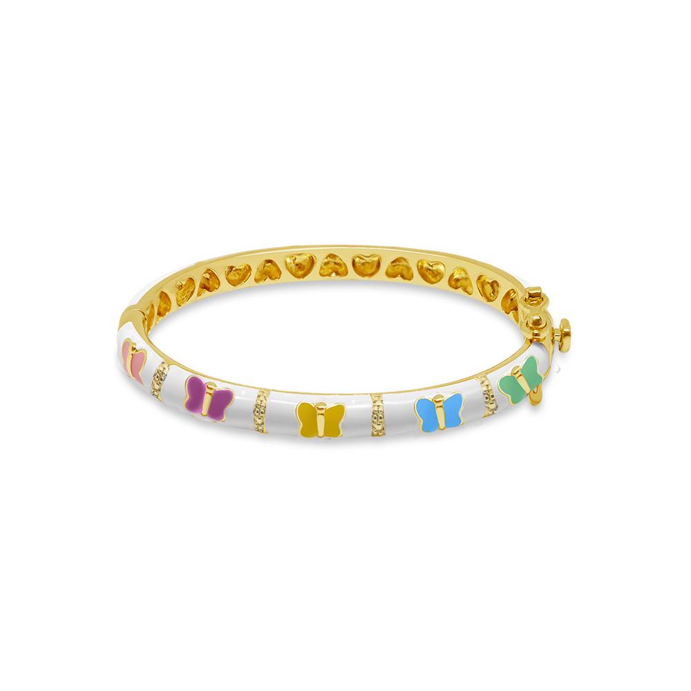 White with Colorful Butterflies Kids Bangle Bracelet