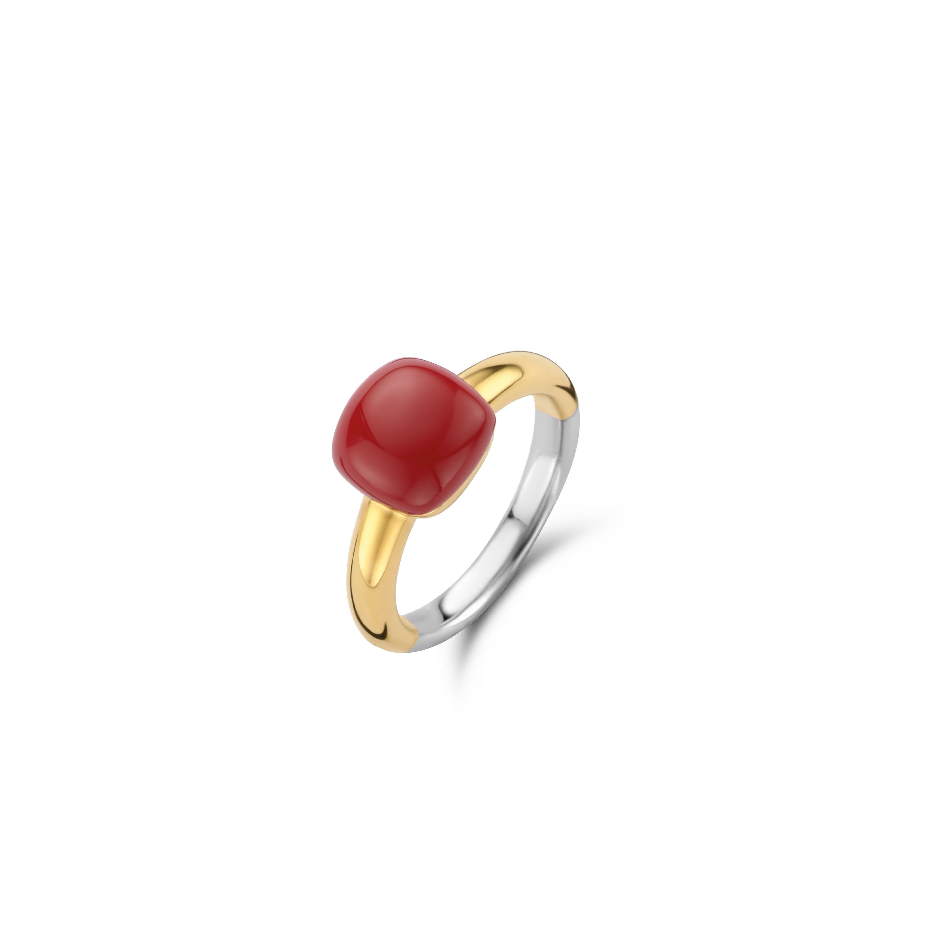 Coral Cushion Golden Ring