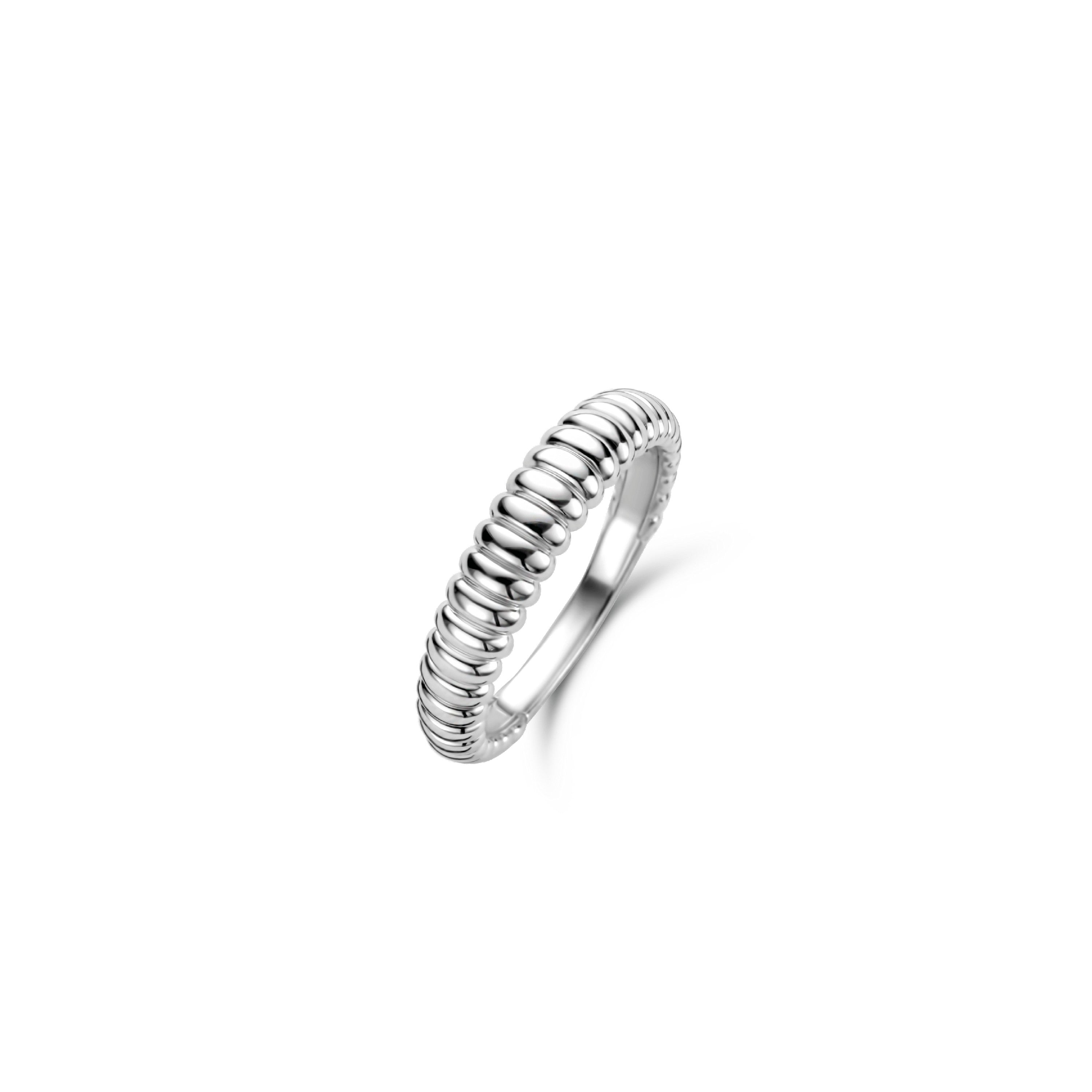 Skinny Ribbed Silver Ring