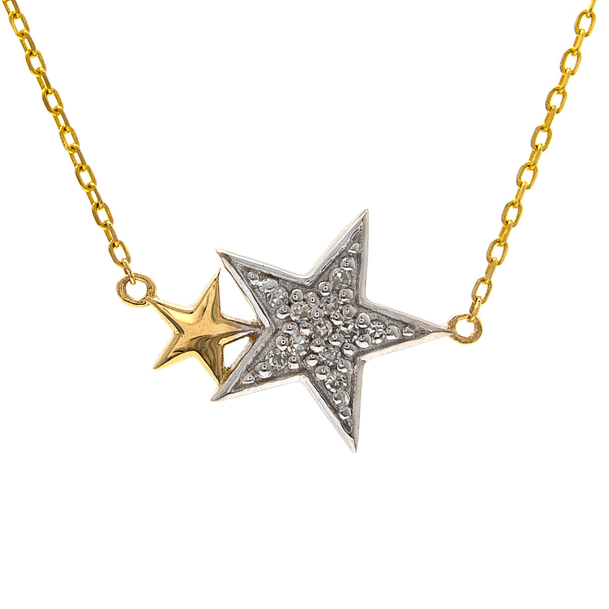 Two Stars 2-tone Necklace