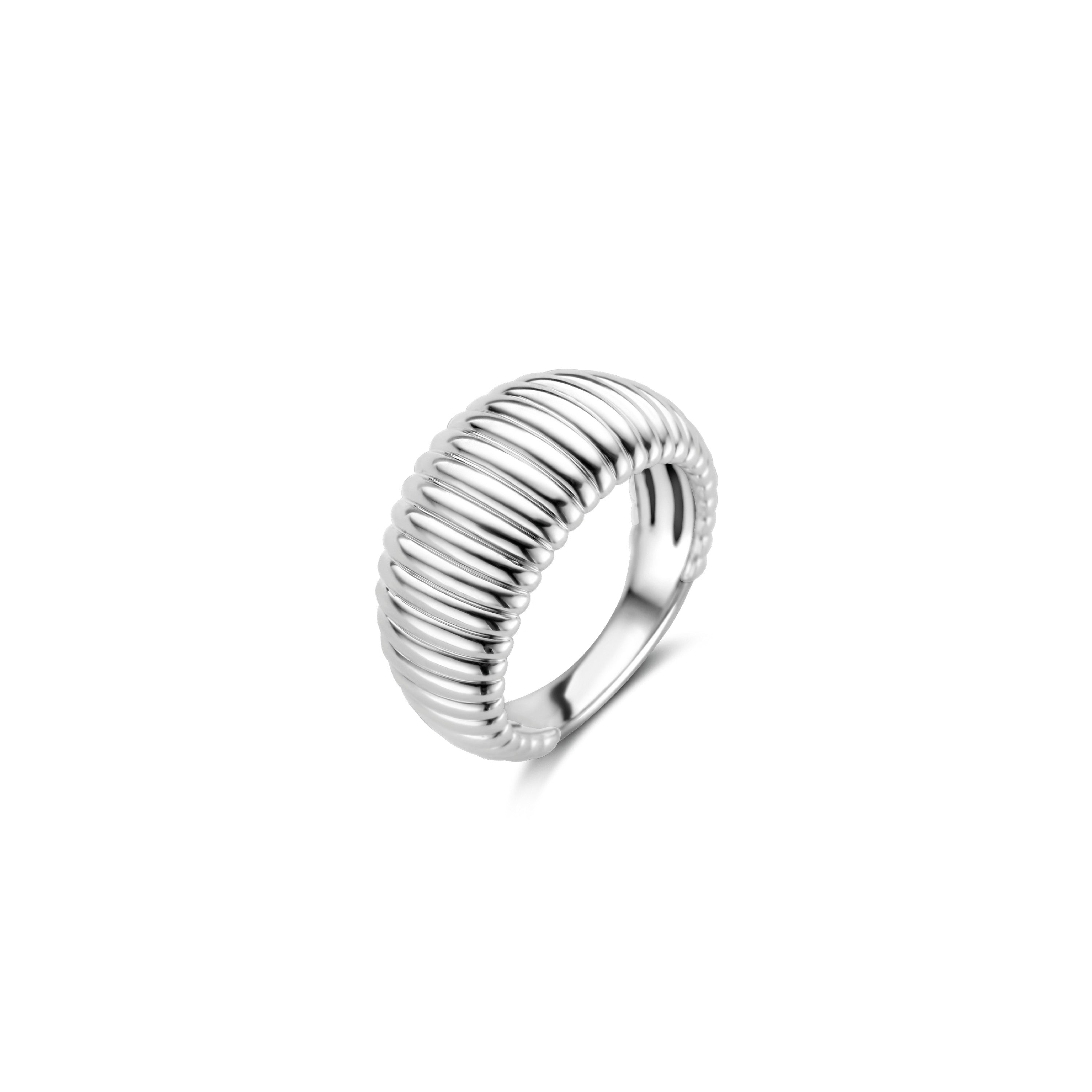 Ribbed Wide Silver Ring