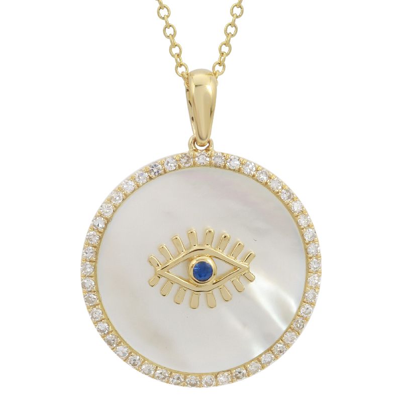 Evil Eye Mother Pearl Diamond Necklace