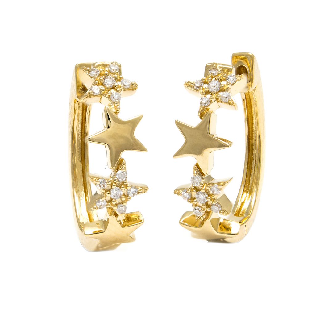 Star Diamond 17MM Huggie Earrings