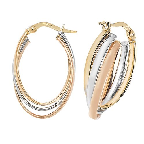 Tri Gold 23MM Oval Earrings