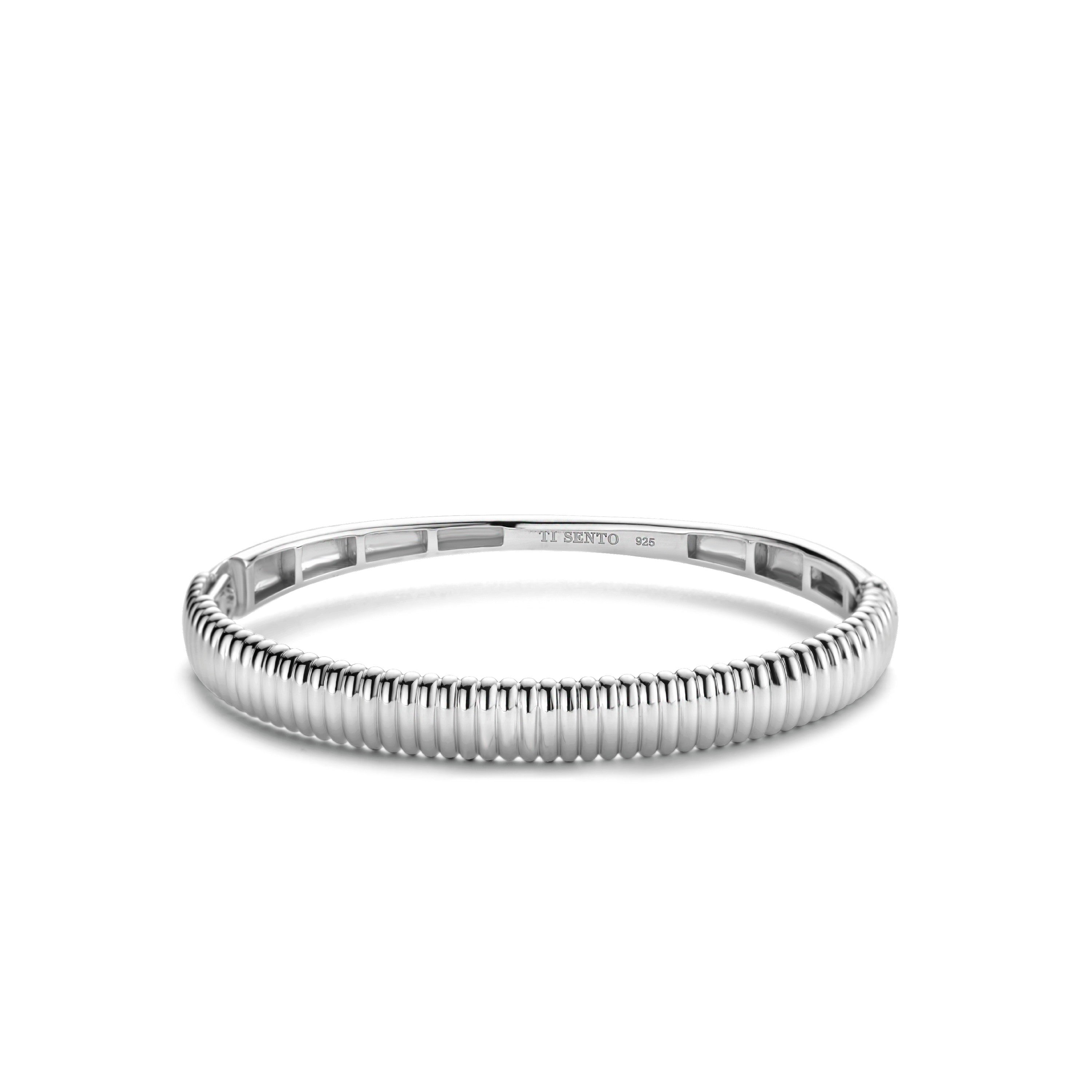 Ribbed Thick Silver Bracelet