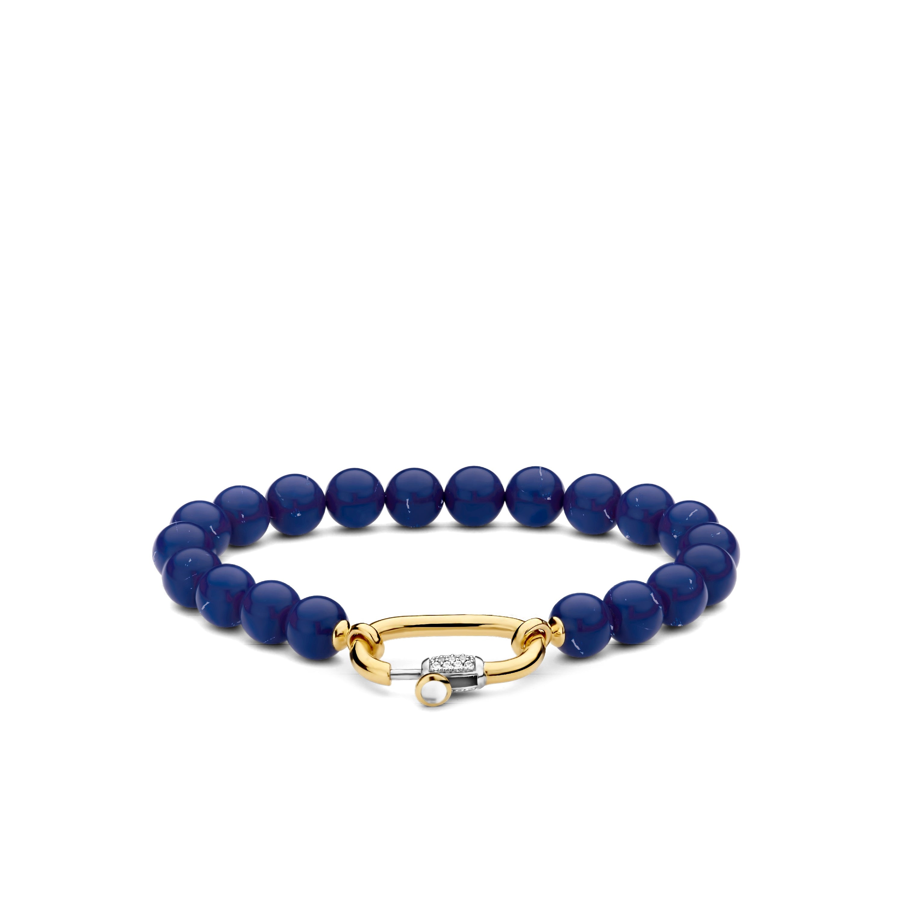 Blue Bead Oval Clasp Bracelet
