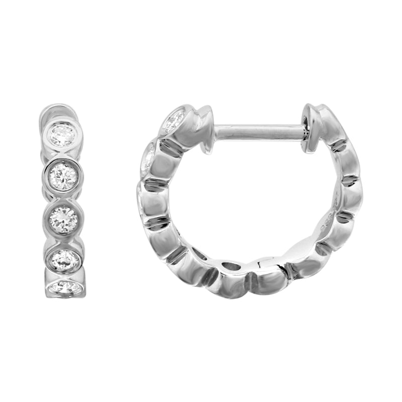 Bezel Diamond 10MM Huggie Earrings