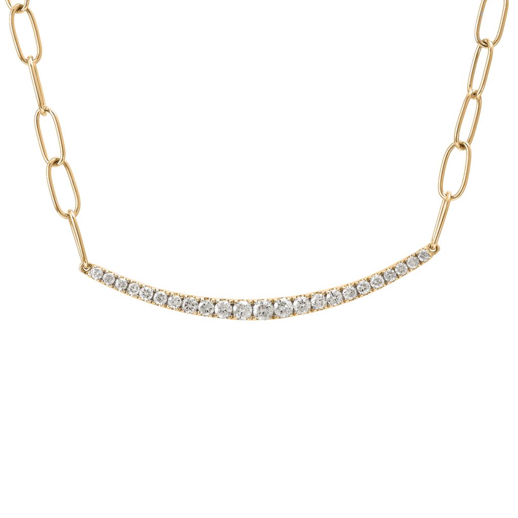 Colormerchants - 14K Yellow Gold Paper Clip Diamond Necklace