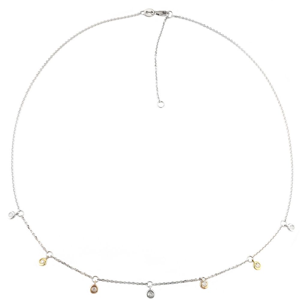 Bezel Dancing Diamonds Tri Color Necklace