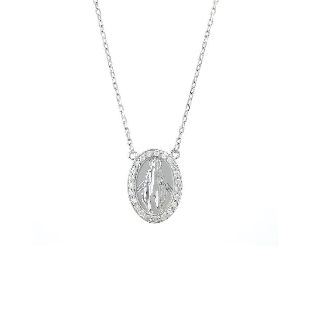 Virgen Milagrosa Oval Diamond Necklace