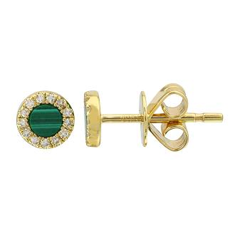 5mm Green Malachite Diamond Earrings