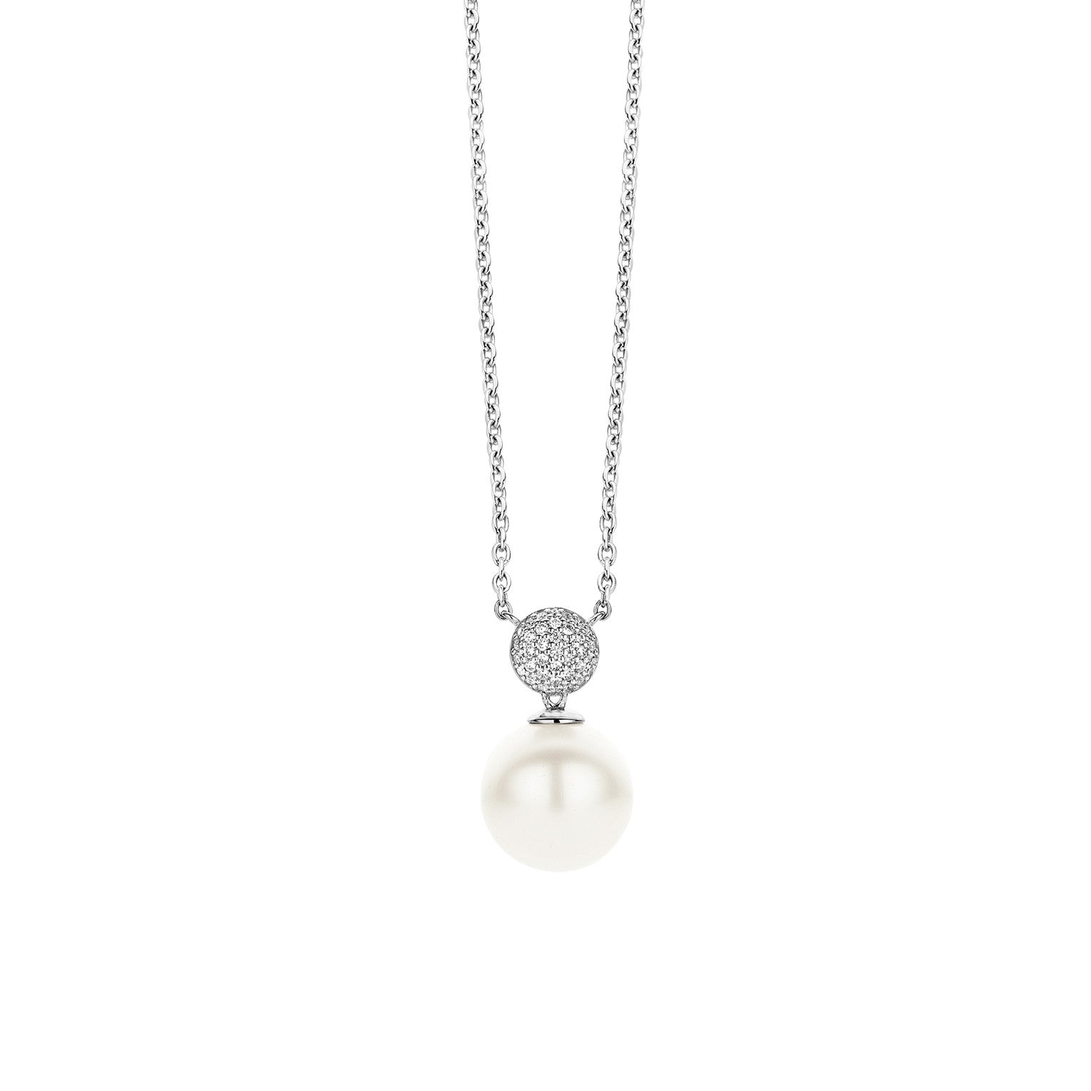 Pearl and Pave Ball Necklace