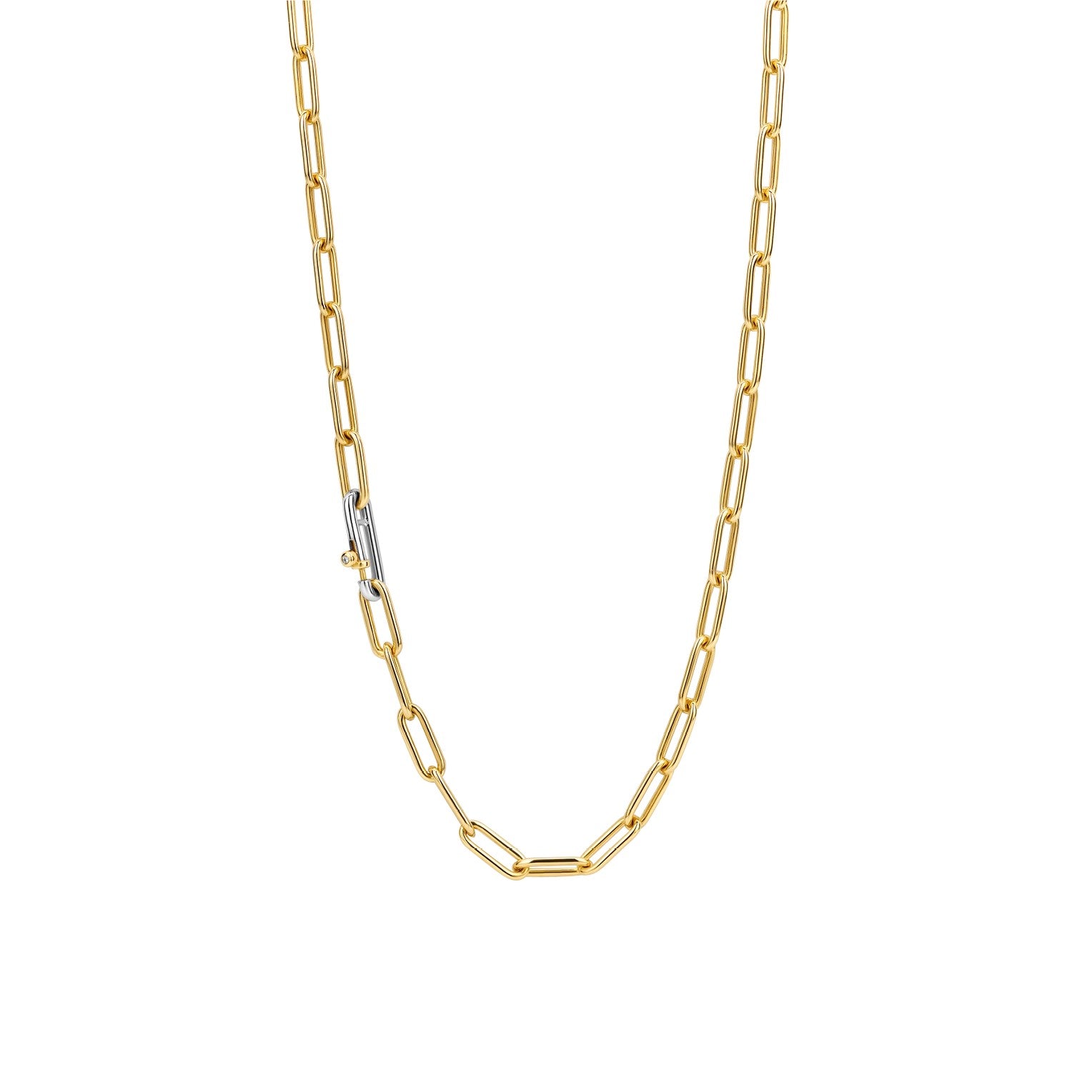 Iconic Paperclip Link Golden Necklace Long