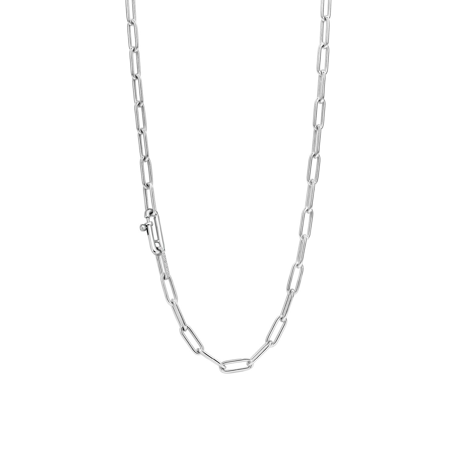 Iconic Paperclip Link Silver Necklace Short