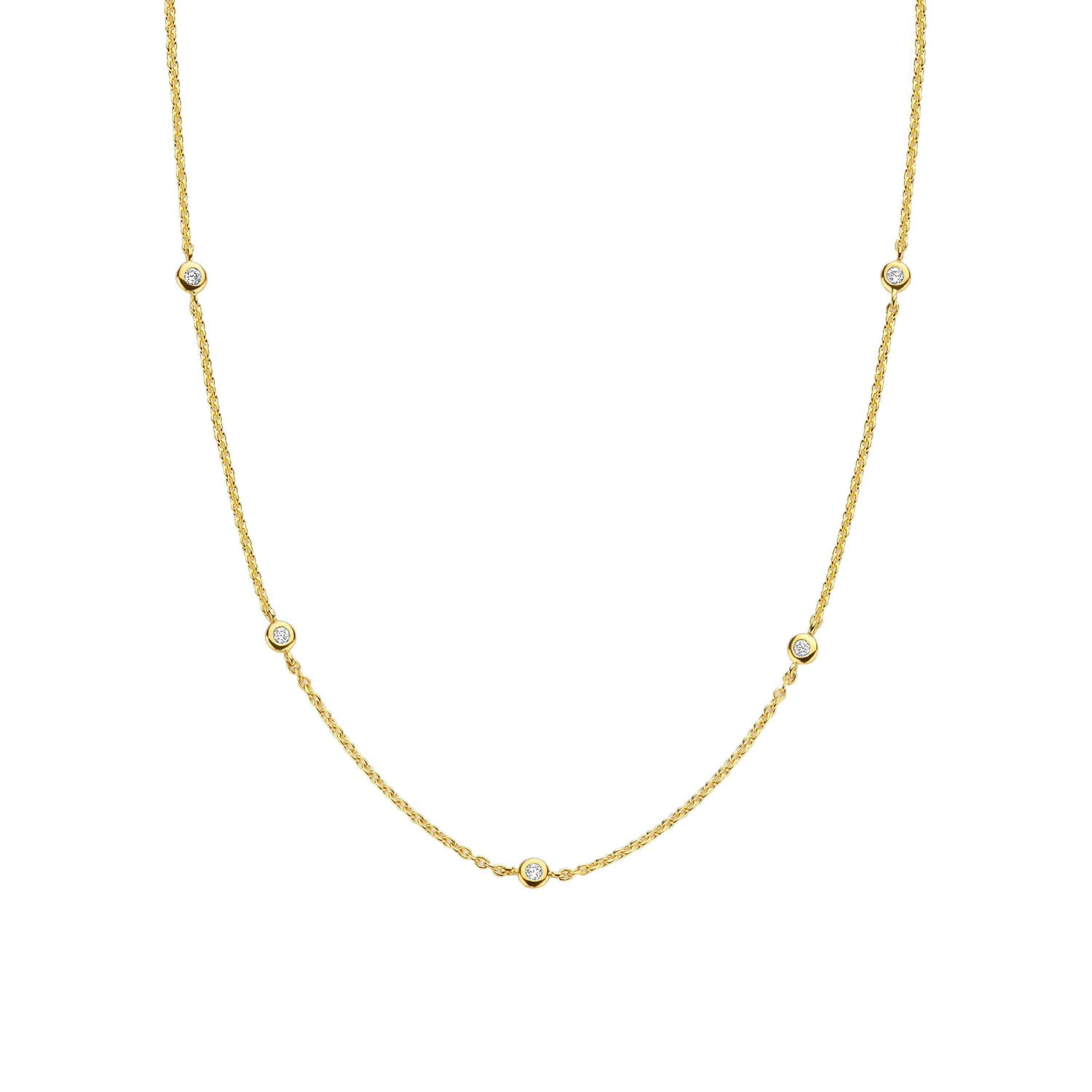Zirconia By the Yard Golden Necklace