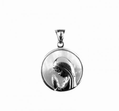 Virgen Nina Mother Pearl Silver Pendant 12mm