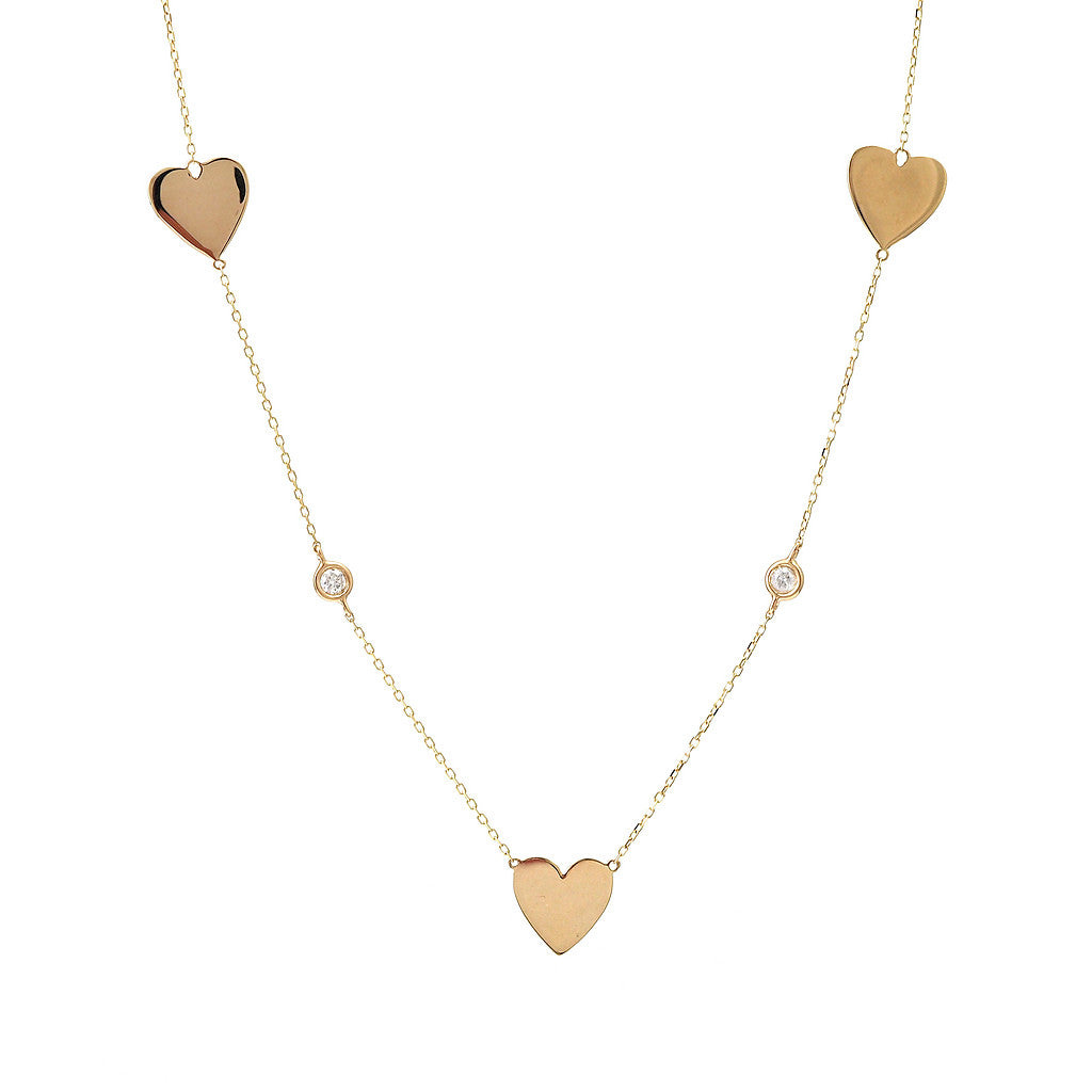 Heart and Diamond Stations Necklace