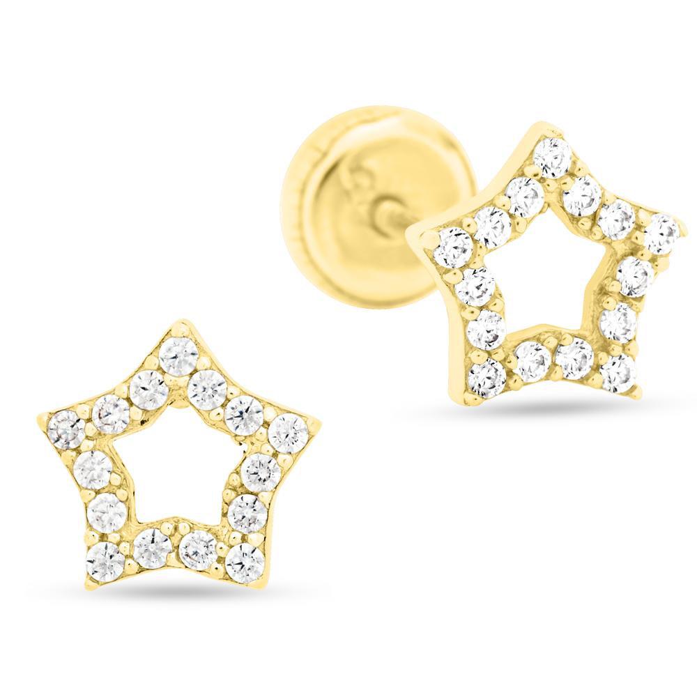 Open Star Pave Stud Earrings