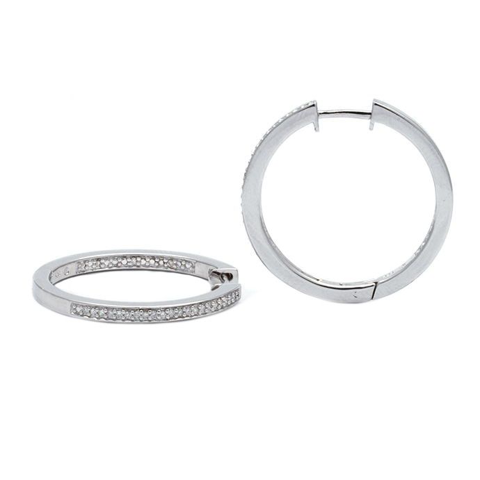 25MM Silver Diamond Hoop Earrings