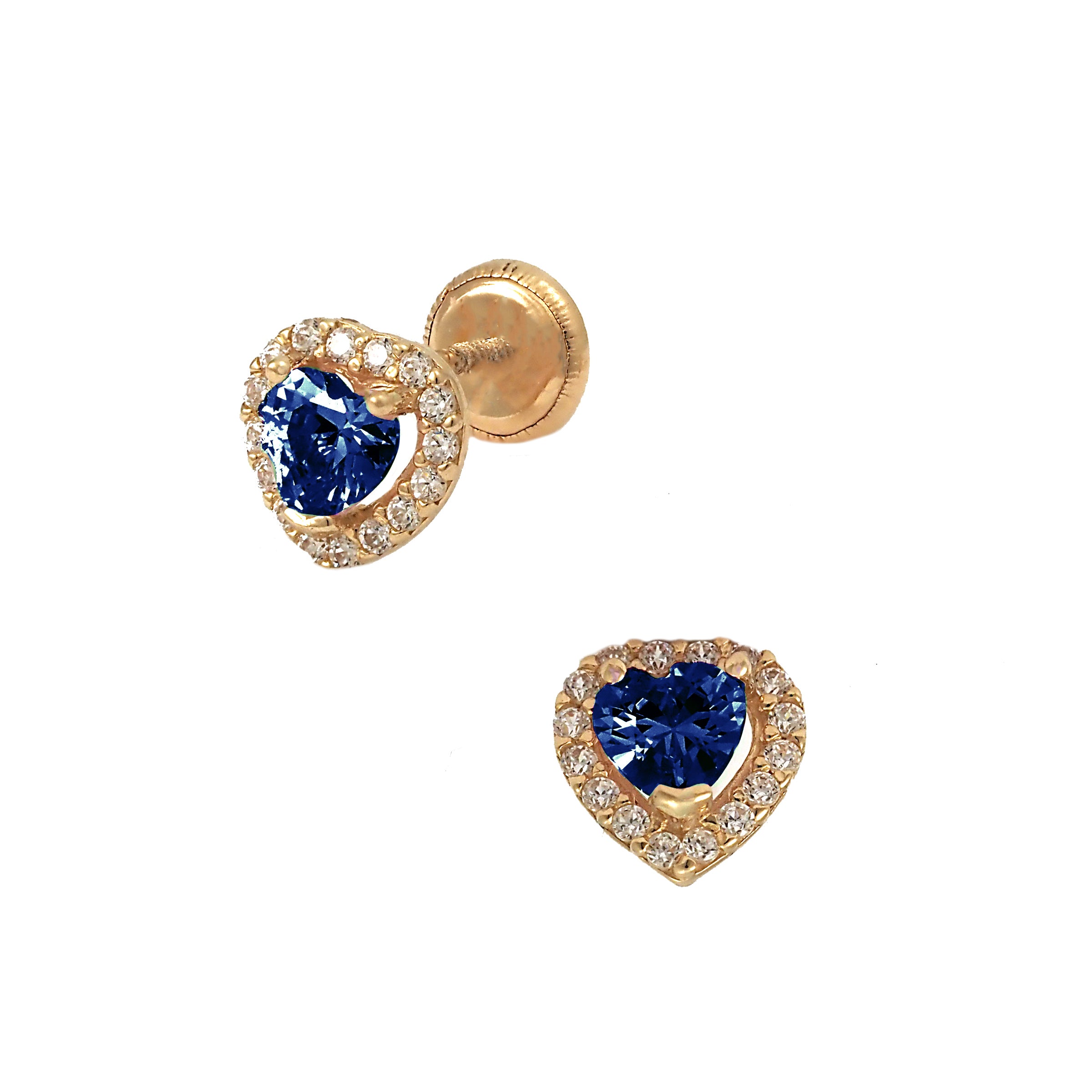 Dark Blue Heart Zirconia Earrings