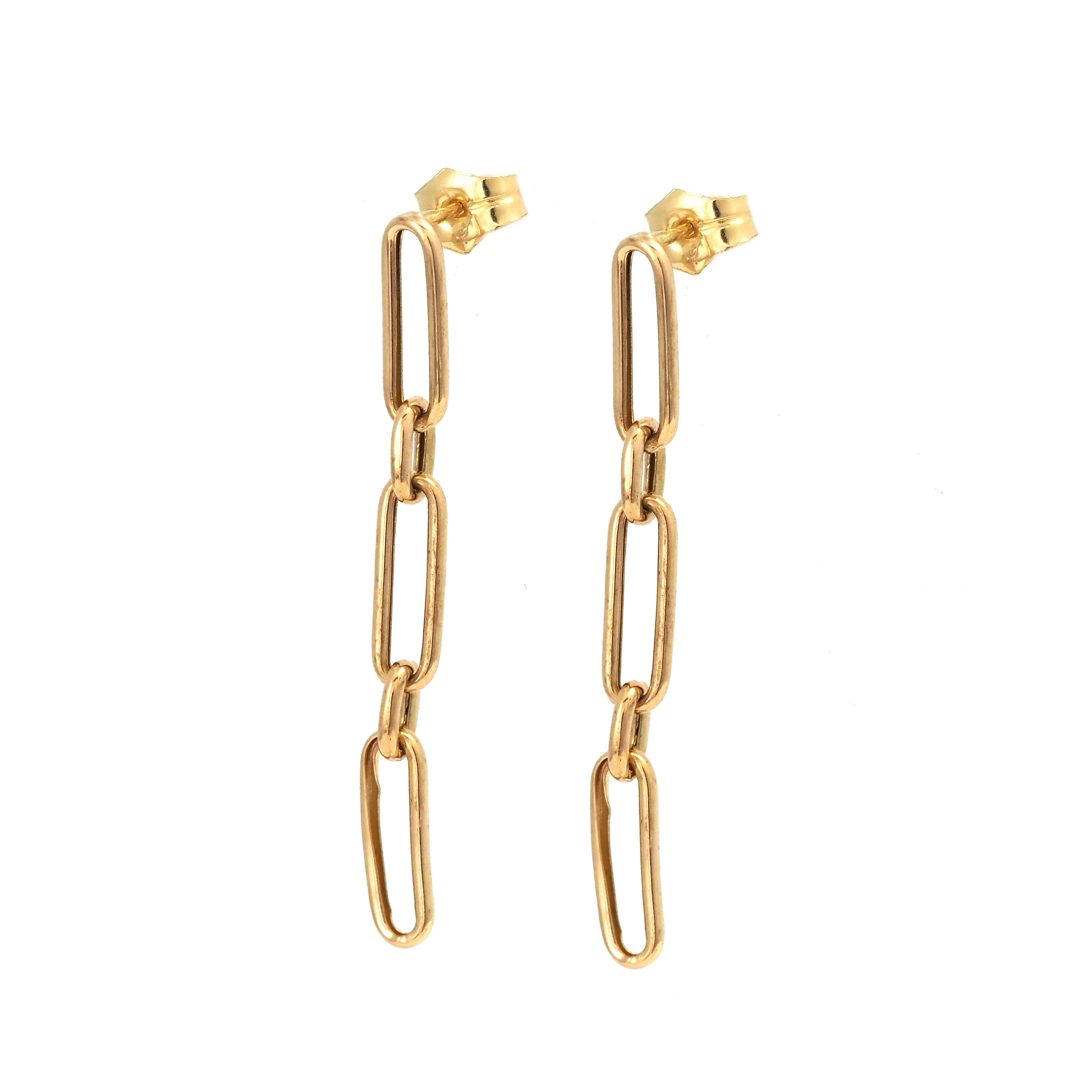 18K Paper Clip Dangle Earrings