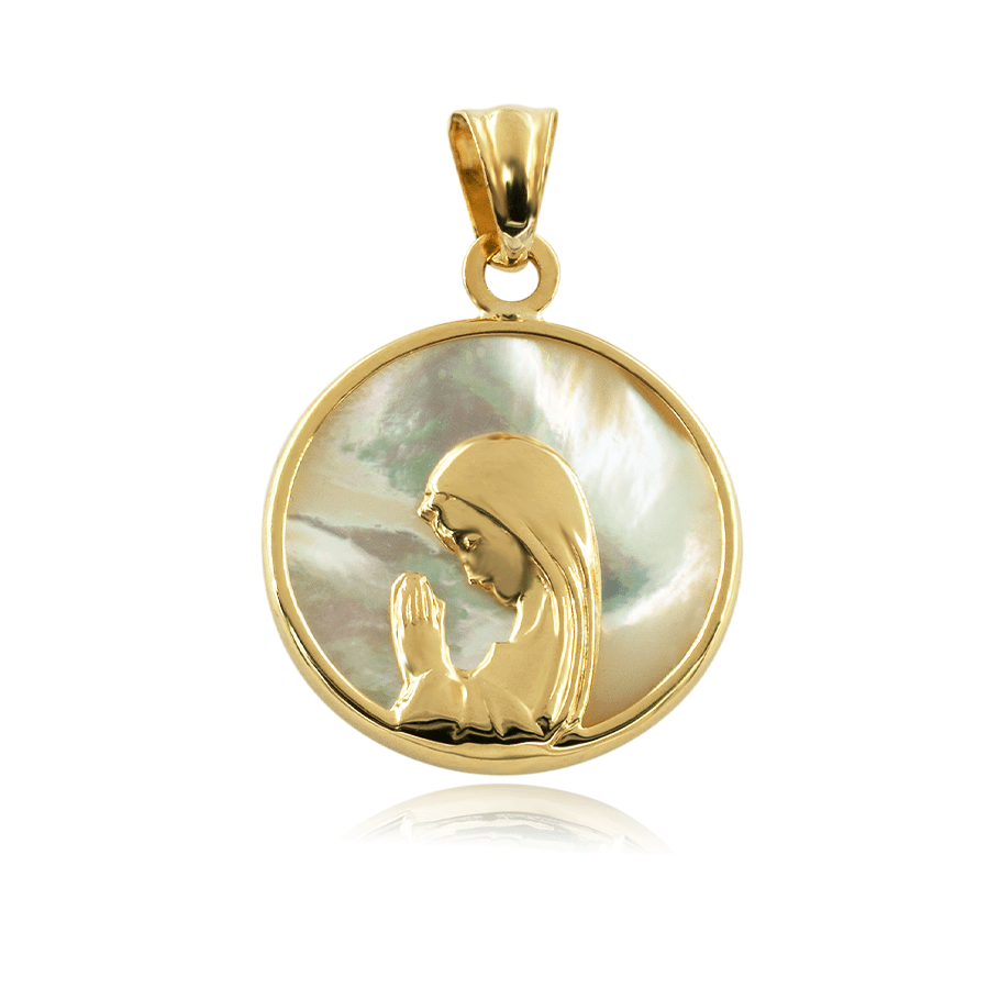 Virgen Nina Mother Pearl 18K Gold Pendant 25.5MM