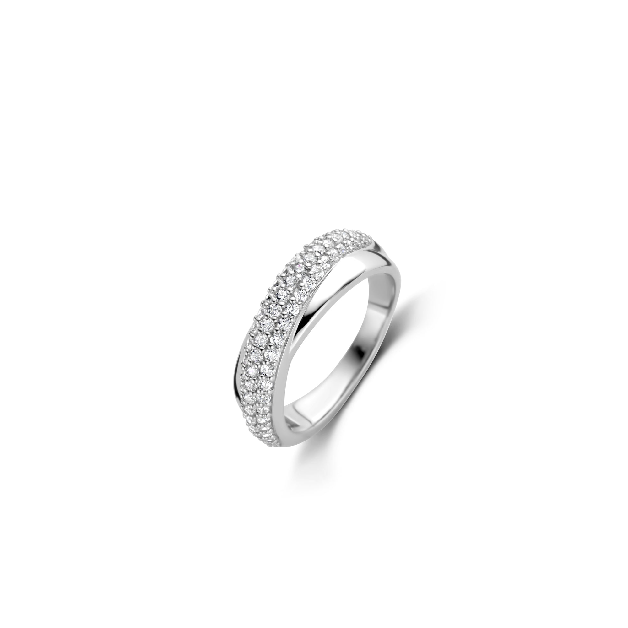 Wide Crossover Pave Ring