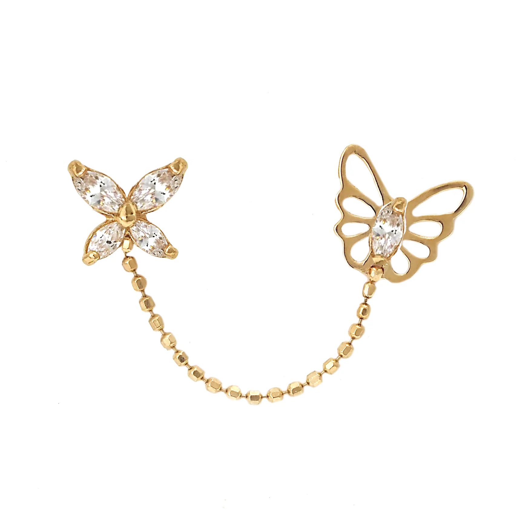 Double Butterfly Chain Earrings