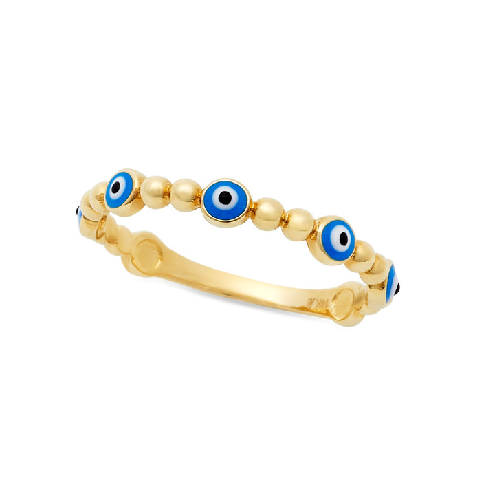 Evil Eye Enamel Gold Ring