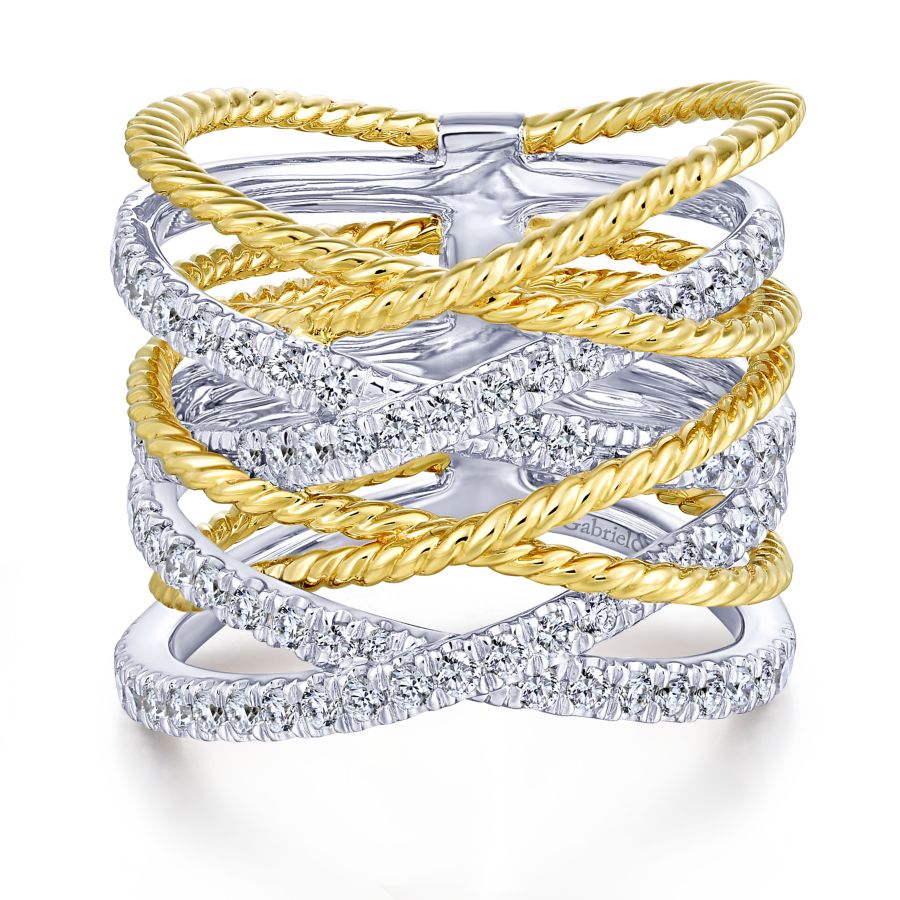 Twisted Diamond Rope Ring