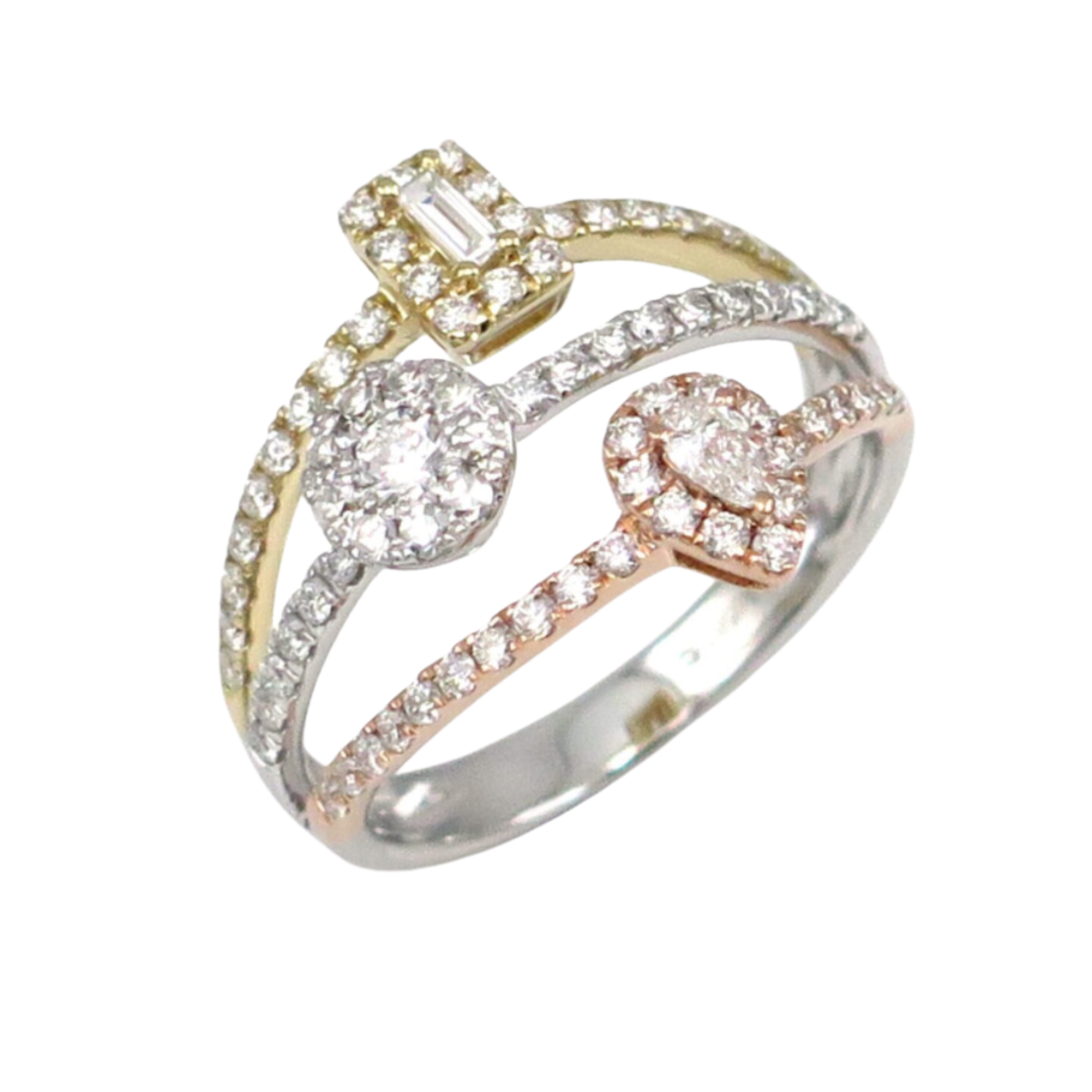 Tri Gold Shape Diamond Ring