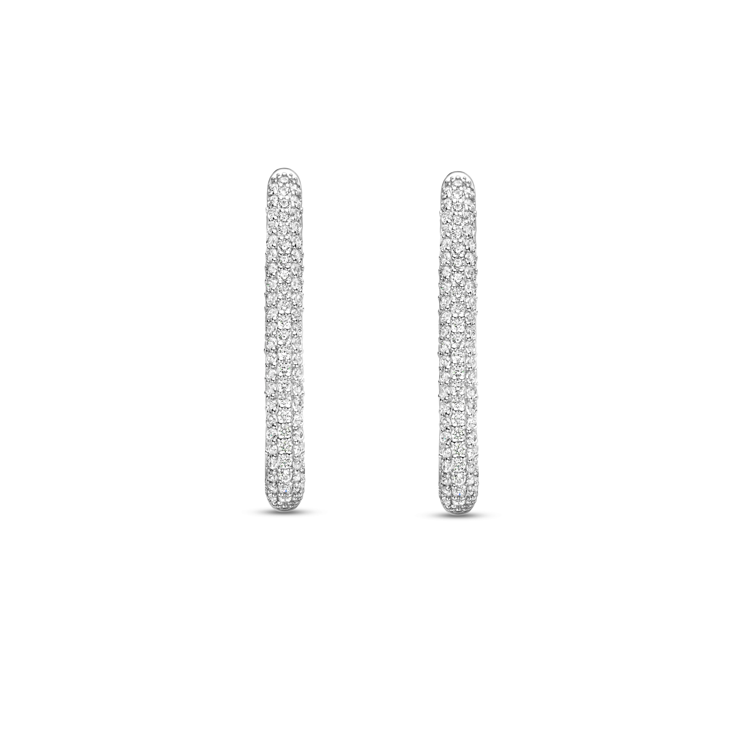 Long 28mm Pave Huggie Earrings