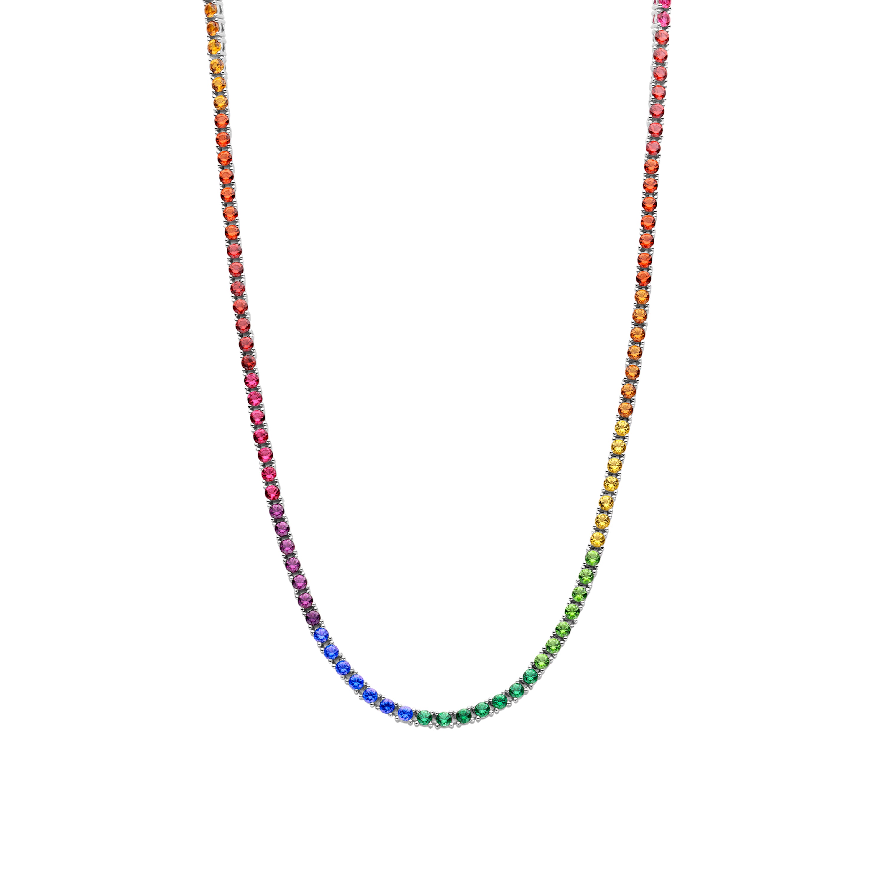 Rainbow Tennis Necklace 15.3''