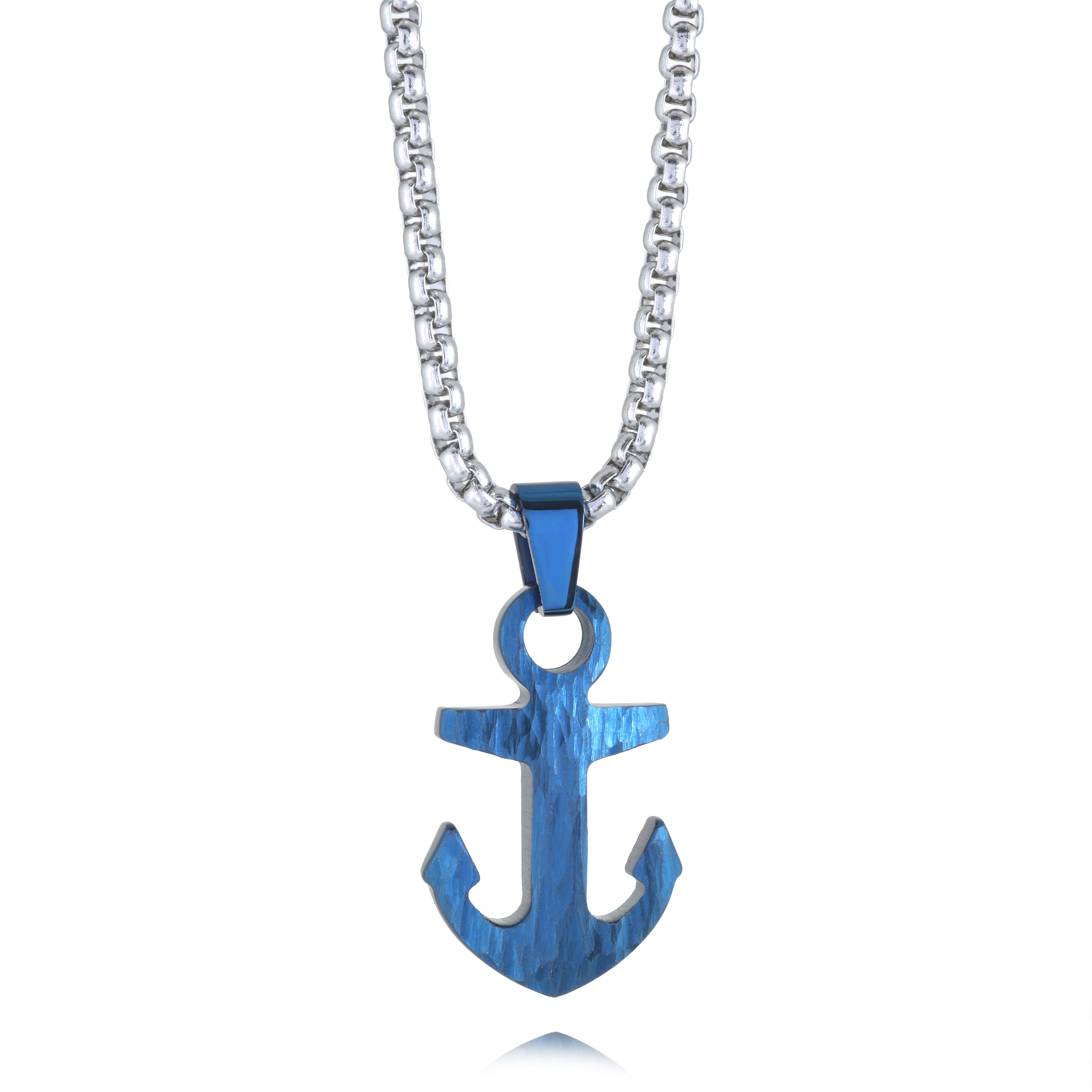 Blue Anchor Steel Necklace