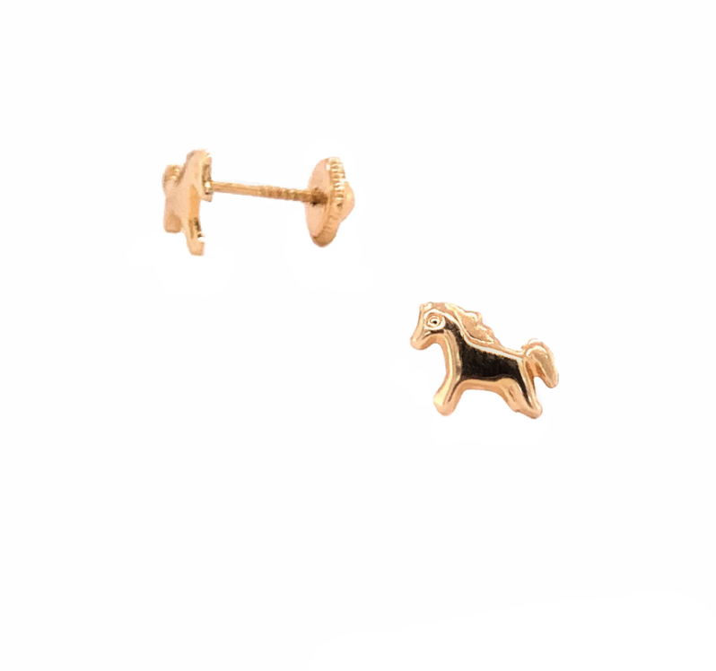 Golden Pony Stud Earrings