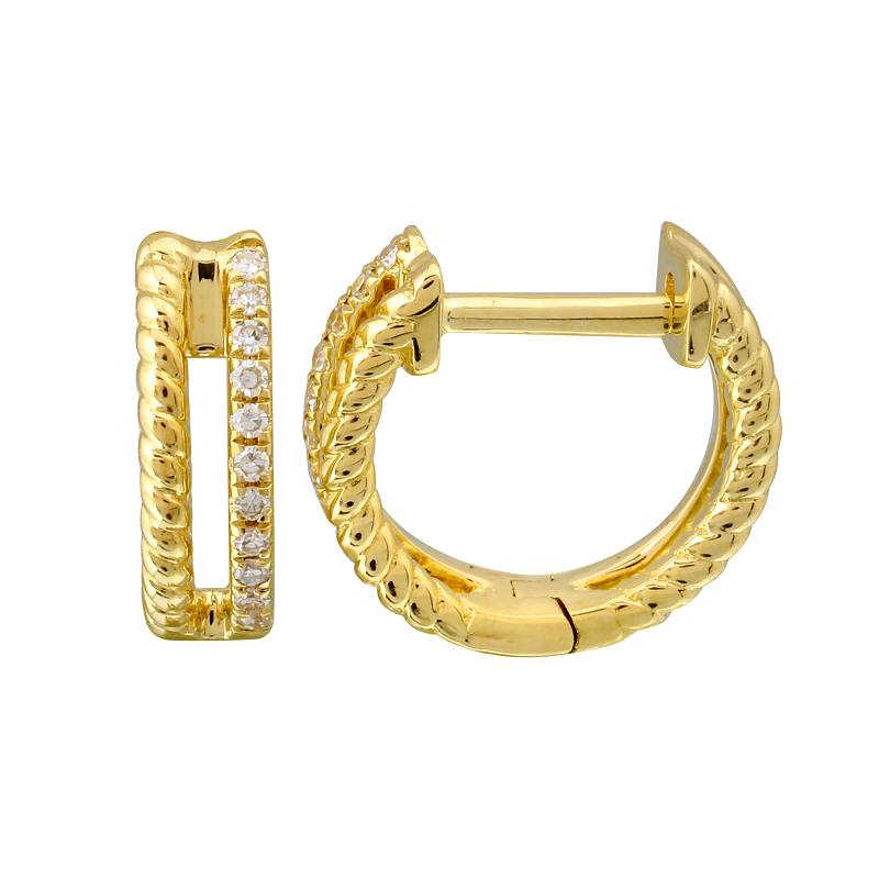 Double huggie Rope/Diamond Earrings