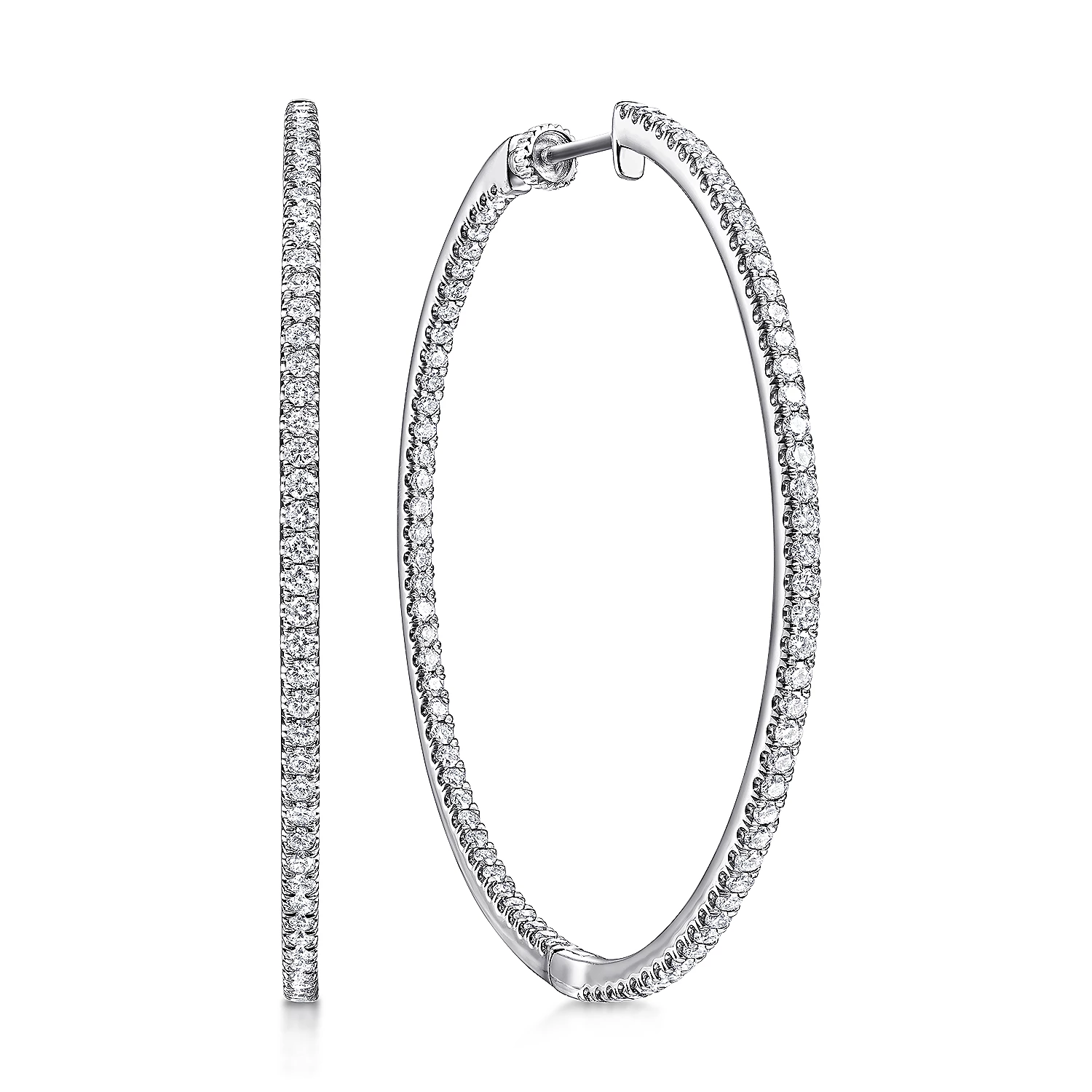 2.64ct Diamond White Gold Hoop Earrings 50MM