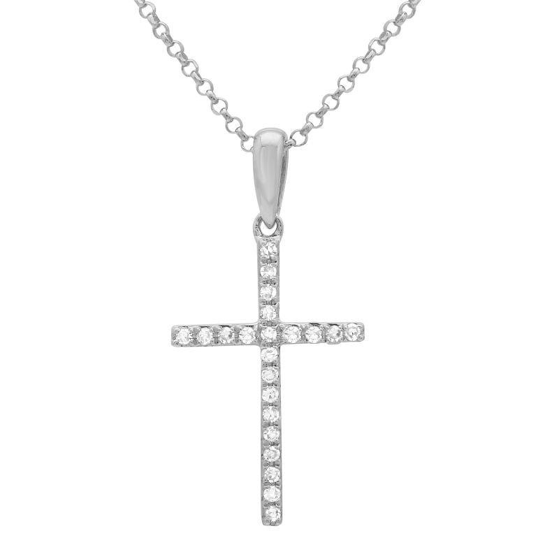 .06ct Diamond White Gold Cross Necklace