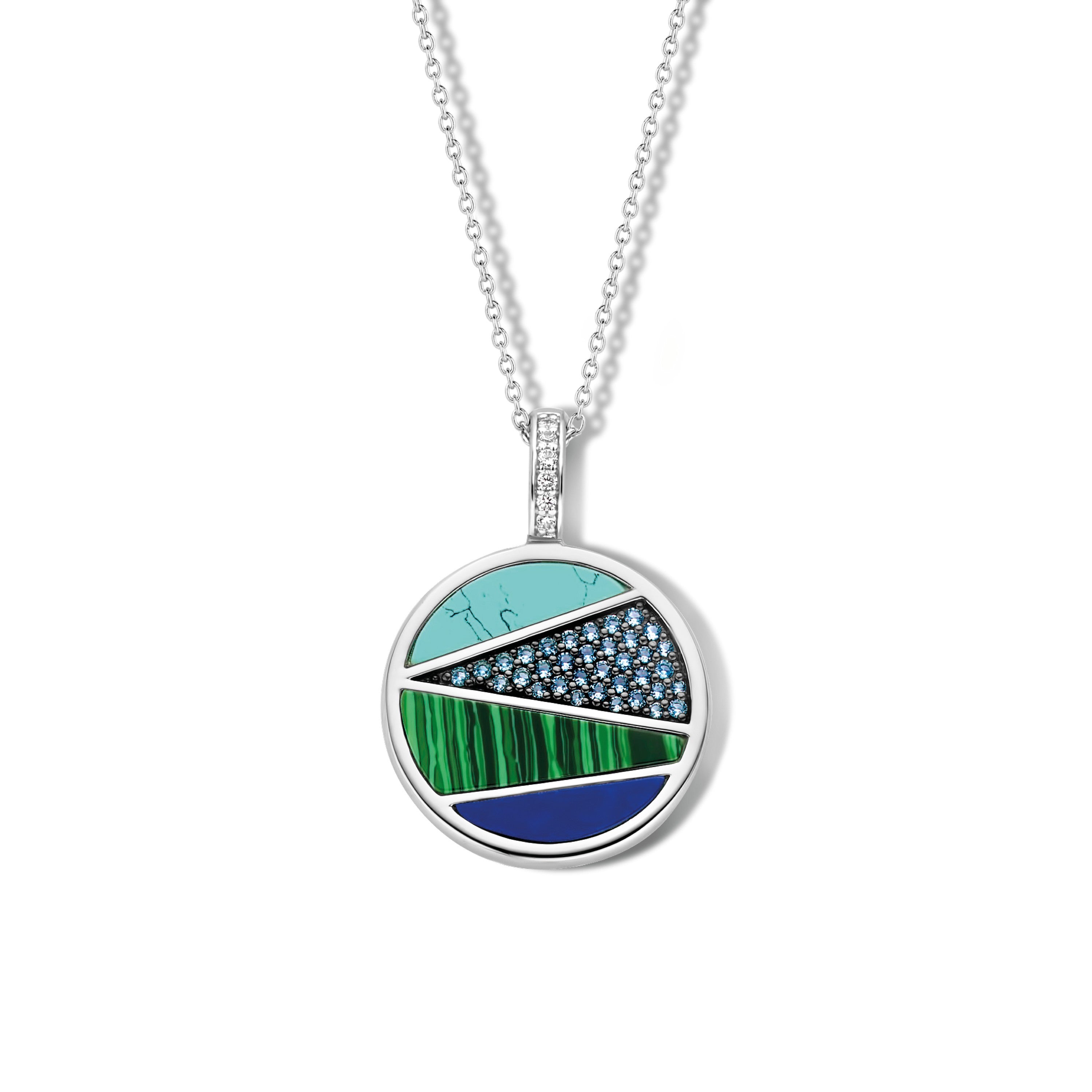 Blue Paraiso Pattern Disk Necklace