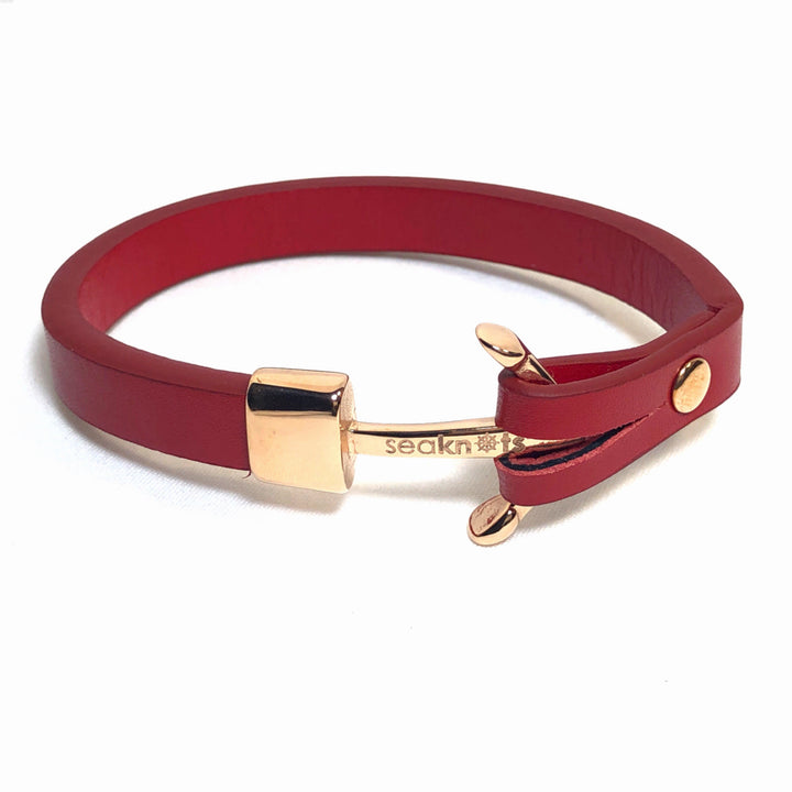 Rose Anchor Leather Bracelet