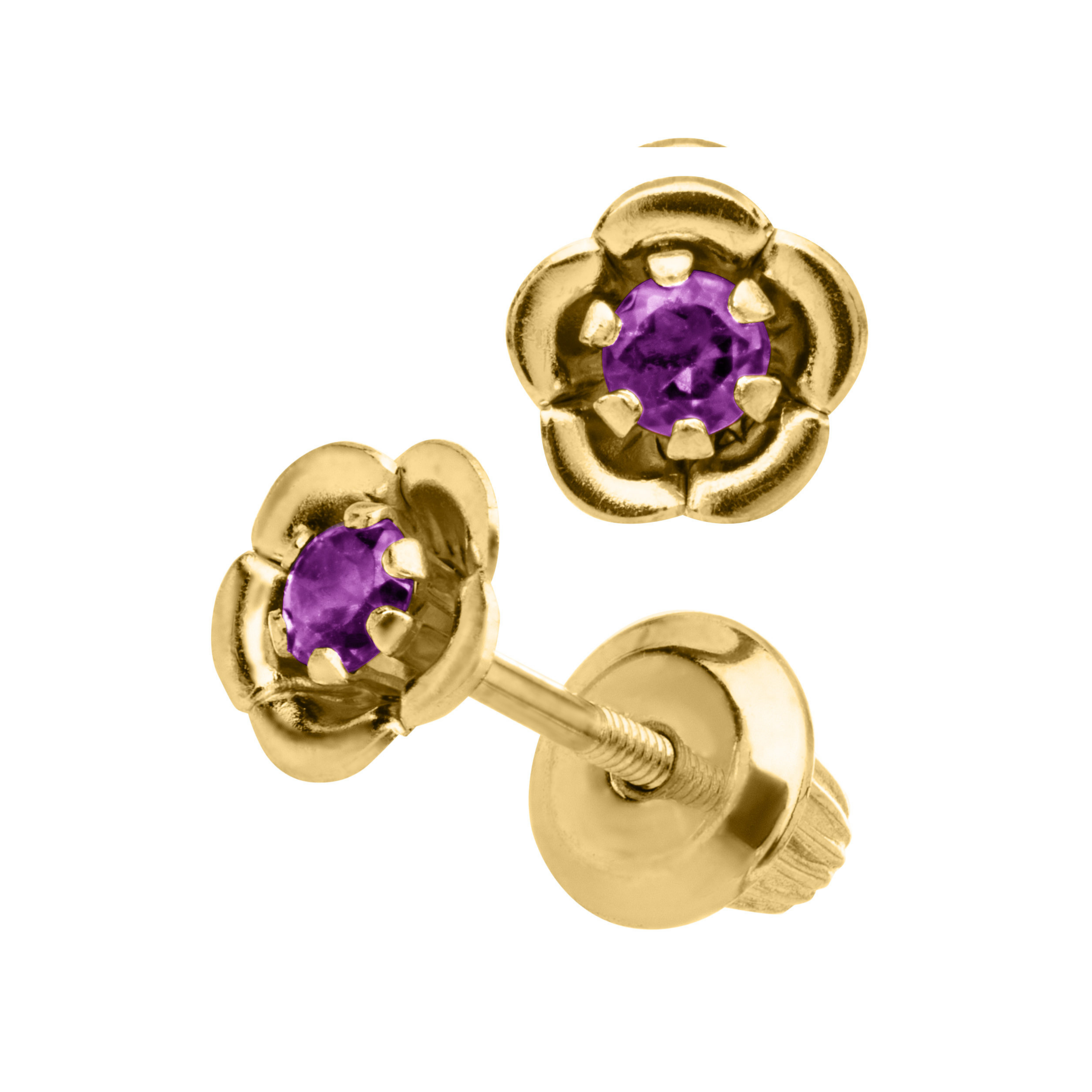 Birthstone Flower Kids Stud Earrings