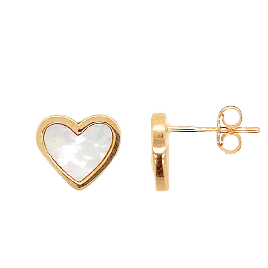 Mother Pearl Heart 8MM Stud Earrings