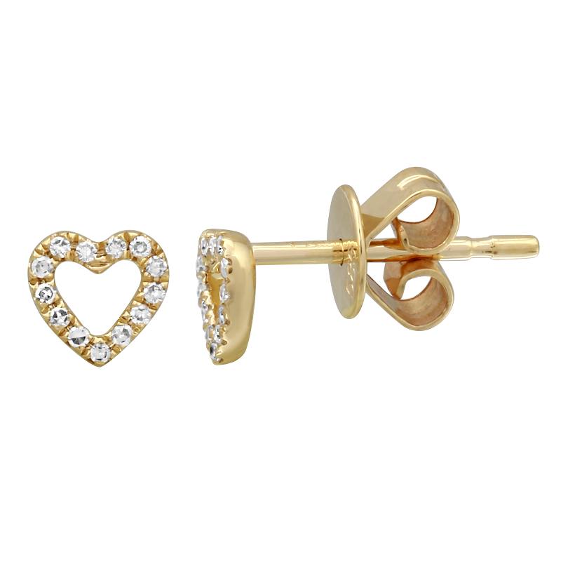 Open Heart Diamond Stud Earrings